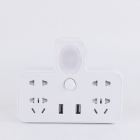 3脚插:白色带安全门 带夜灯带usb两脚插座二孔排插插头转换器两项插排插板带线2脚头面板多孔多插位宿舍用学生立式魔方插线