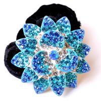 款式一 蓝色 带水钻头饰发饰盘发圈发绳花朵头绳头花饰品扎头发皮筋韩国扎马尾