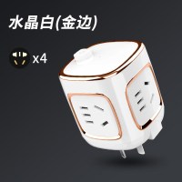金边水晶白魔方[不带USB]常规 款不带线转换器 智能魔方插座USB充电器头插座转换器多功能排插多孔带线真的