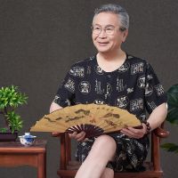 3号色 4XL 男士春夏季短袖套装爷爷家居服中老年棉绸加肥加大宽松休闲