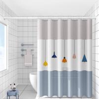 文艺吊灯(加厚加柔升级款) 80宽180高单帘+挂钩绑绳 加厚浴帘套装免打孔浴帘布防水隔断帘防霉遮光浴室门帘卫生间挂帘