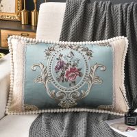 皇家风范(天蓝) 48X48(正方形)枕套 欧式沙发靠垫长方形抱枕北欧客厅卧室刺绣抱枕套床头护腰靠垫大号