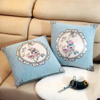 花好月圆[水蓝] 45*45雪尼尔[单独套] 雪尼尔可拆洗靠垫抱枕方形床头客厅沙发靠枕套不含芯汽车办公抱枕