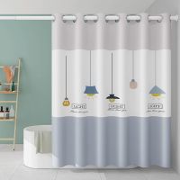 大扣新款吊灯 80宽180高(无杆) 卫生间浴帘套装免打孔罗马大孔浴帘布可伸缩浴帘杆套装浴室隔断帘