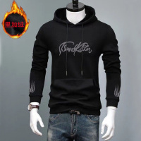 1#款黑色 S 冬季加绒卫衣男士连帽修身长袖体恤欧洲站男装外套加绒加厚保暖衣