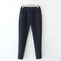 1368-深蓝色加绒 4XL(建议130-150斤) 中老年加绒女裤大码妈妈裤子冬季女外穿中年女士加厚牛仔裤冬高腰