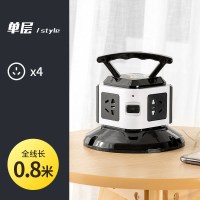 升级版 纯铜+过载保护防触电+安 4插位 带线0.8米 塔型立式插座板家用多功能usb电源插排插板多孔魔方插接线板