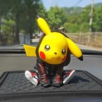 座姿黑皮卡丘 车载男士汽车摆件皮卡丘手办动漫个性可爱创意车载车内饰装饰用品