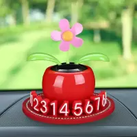 红色钻底[红色太阳花] 汽车临时停车牌太阳花创意车内电话牌车载摆件中控台挪车号码夜光