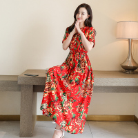 2号色 XL[建议90-110斤] 中年女装洋气妈妈裙子中老年人棉绸过膝长裙夏季阔太太广场舞气质