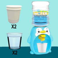 蓝色企鹅+2塑料杯+2纸杯(简装版 ) 儿童饮水机可喝水过家家儿童玩具迷你小黄鸭饮水机仿真过家家按压