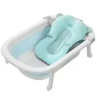 蓝色 普通款婴儿浴盆[单盆 无赠品] 宝宝折叠洗澡盆婴儿折叠浴盆可躺可坐两用加大号儿童洗澡盆神器