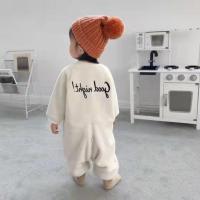 米白色 73(建议身高65-75厘米以内) 婴儿睡袋秋冬季男女宝宝连体加绒加厚睡衣法兰绒防踢被珊瑚绒爬服