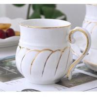 纯白描金6杯6勺 简约茶具套装家用陶瓷水杯茶杯套杯北欧水壶杯子客厅水杯杯具套装