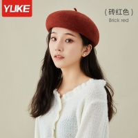 砖红色[透气排汗 头发清爽不软塌] 帽围大小可调节 帽子女士贝雷帽可调节秋冬羊毛画家帽日系简约复古法式优雅南瓜帽
