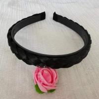 单箍辫-自然黑 机制编织带齿防滑发箍头饰品麻花辫子弹力随意拉伸