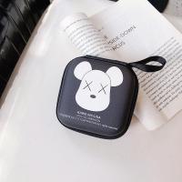 暴力熊(9.5x9.5cm)白 潮牌卡通数据线移动硬盘电源收纳盒充电器零钱便携收纳袋女耳机包