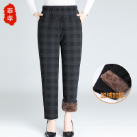 大方格 XL(建议105斤以内) 妈妈加绒裤子秋冬中老年棉裤女外穿奶奶裤高腰加厚保暖裤老人长裤