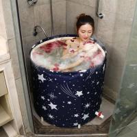 五层夹棉蓝星空65*65cm 浴桶 加厚折叠洗澡桶家庭浴桶成人大号泡澡桶家用浴缸儿童洗澡桶浴盆