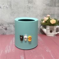 布朗熊三人款蓝色(桌面款)送一卷小 创意卡通家用卧室厨房垃圾桶小号桌面垃圾袋不外露可爱女生大号桶