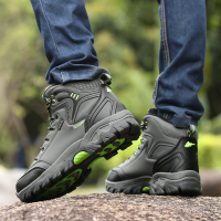 灰色 39 大码登山鞋男防滑耐磨高帮户外鞋防水减震徒步越野鞋中老年爬山鞋
