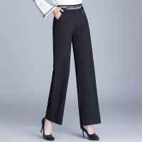 黑色[英文字母款] XL建议80-105斤 妈妈阔腿裤夏季薄款高腰垂感大码九分中年人女时尚中老年裤子宽松