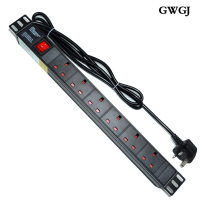 6位带开关 PDU机柜插座13A 6位带开关19英寸1U铝合金英规英标电源插座排插