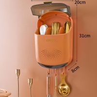 橙色-只放筷子款[不带消毒] 家用碗筷收纳盒消毒碗柜厨房用品大全沥水碗碟置物架餐具带盖防尘