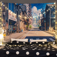 日式街道 0.7米高*1米宽度不送灯款 墙布挂布ins卧室超大墙帘装饰房间布置海报墙面遮丑布温馨风挂毯