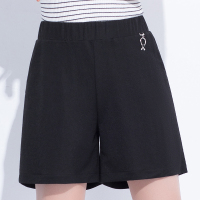 黑色 XL(腰围1尺9-2尺2) 夏季薄款中年人妈妈裤子高腰外穿松紧西装五分短裤中老年女裤休闲