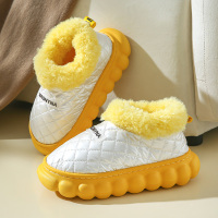 T-9189黄色 [建议平常37-38脚穿]38-39码 踩屎感羽绒防水棉拖鞋女冬季室内防滑居家保暖厚底包跟棉鞋带后跟