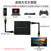 BOWU高清hdmi放大器45米直通头母对母信号传输hdmi30m延长器中继器配电源接显示器电视投影仪1080P信号增