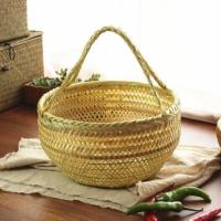本色小圆篮直径25cm高14cm 伴手礼提篮竹编小果篮手工编制品篮子手工竹篮子竹编织手提篮。。
