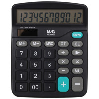 黑色丨ADG98837桌面型计算器 标朗太阳能电池两用中号计算器店铺用商务办公用记算机简约计算机简易商用12位普通家用大