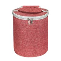 小号(直径16.5*高度23cm)-牛津 布/纯色红 保温饭盒套保护套保温桶袋子通用圆形手提焖烧杯套高颜值保暖圆桶