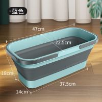加大可折叠多功能水桶-蓝色_ 折叠水桶家用塑料桶大号特大便携式塑料加厚拖地桶收纳桶折叠盆桶