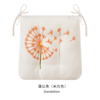 蒲公英-盐湖白 前42*后36*厚8cm 田园刺绣加厚餐椅垫现代简约8cm超厚坐垫家用绑带防滑冬季椅子垫
