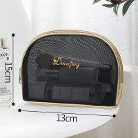 半圆款[金边字母] 网纱手提化妆包洗漱包超火大容量便携洗澡女旅行防水洗漱品收纳袋