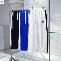 蓝色 S(115斤内) 橡树2022男装字母刺绣侧边条纹编织带百搭宽松直筒休闲裤