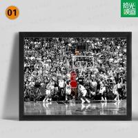 01 15*20厘米 单幅价格(按图编号加入购物车) 黑色松木框 NBA乔丹最后一投装饰画23号海报挂画有框画芝加哥个性