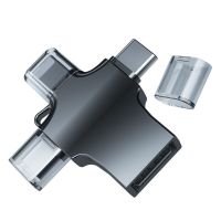 苹果+Typec+安卓[三接口] 外接U盘鼠标键盘读卡器[枪色] 适用苹果安卓OTG转接头Typec三合一U盘转换器手机