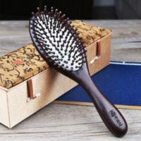 黑檀木头部按摩气囊梳 天然黑檀木梳头皮按摩气囊梳头部经络梳气垫家用男女长发卷发梳子