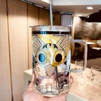 大猫猫A+(密封盖+吸管)送杯刷 茶漏+吸管刷 水杯大号大容量女超大杯子1000ml玻璃杯带把吸管可爱茶杯男办公室