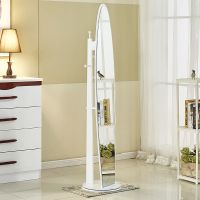 白色 椭圆简约款(无旋转无挂衣无储物) 现代简约全身镜落地镜旋转试家用试衣镜全身镜穿衣镜卧室立体镜子