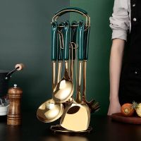 祖母绿--金色 锅铲 加厚不锈钢厨房用品大全锅铲炒菜铲子勺子饭勺子汤勺漏勺煎铲家用