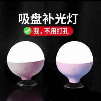 [1个白色吸盘]白光+暖光+自然光 创意无线充电梳妆台化妆镜子台灯LED小夜灯免打孔吸盘式补光灯泡