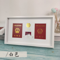白色 结婚证收藏相框 简约木纹结婚登记证相册收藏相框摆台框架收纳盒摆件装裱装饰存放