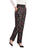 红色玫瑰[不加绒] 2XL 妈妈裤子春秋中老年外穿直筒松紧休闲宽松加绒加厚秋季老年人婆婆