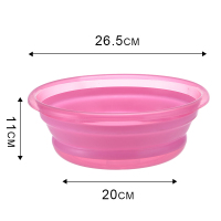 玫红 圆形20厘米 折叠盆泡脚水盆便携式面盆洗脚盆旅行洗脸盆宝宝盆钓鱼盆户外野营