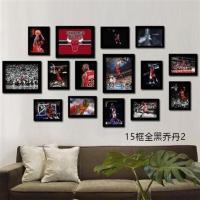 15框全黑乔丹2 占墙长度1.4米 NBA球星装饰壁画背景墙乔丹科比詹姆斯宿舍海报客厅挂画壁画